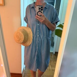 J Crew Chambray  shirt dress with short sleeves no belt plus